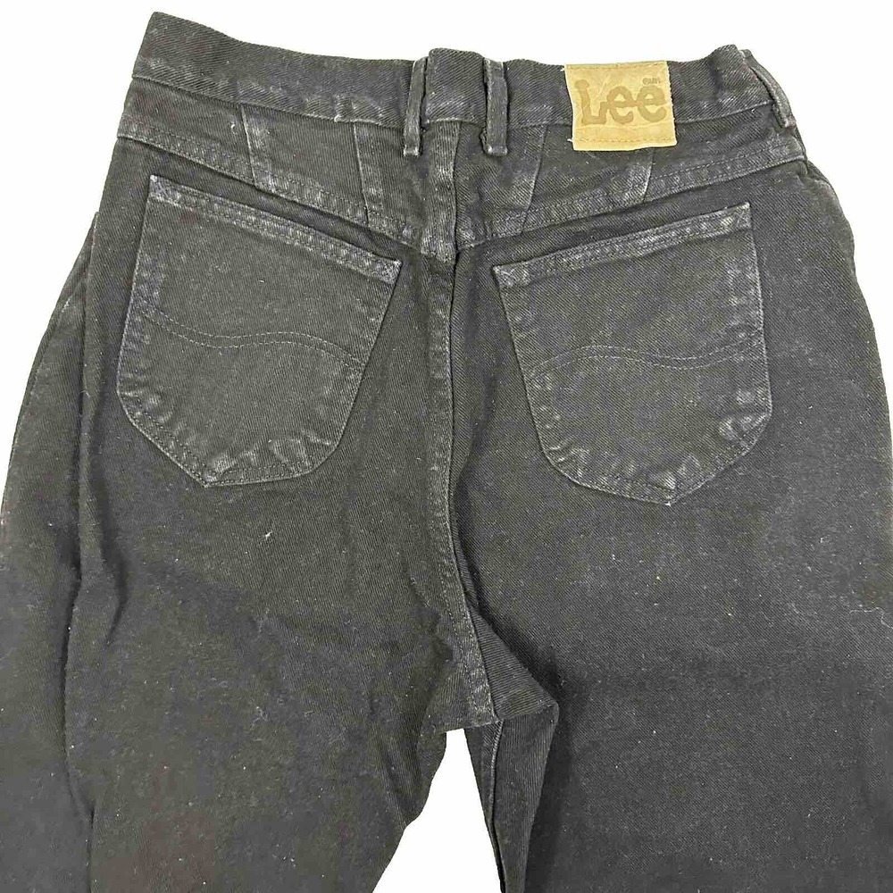 VTG Lee High Rise Black Jeans Women 16 31x30 Mom Denim Tapered Union Made In USA